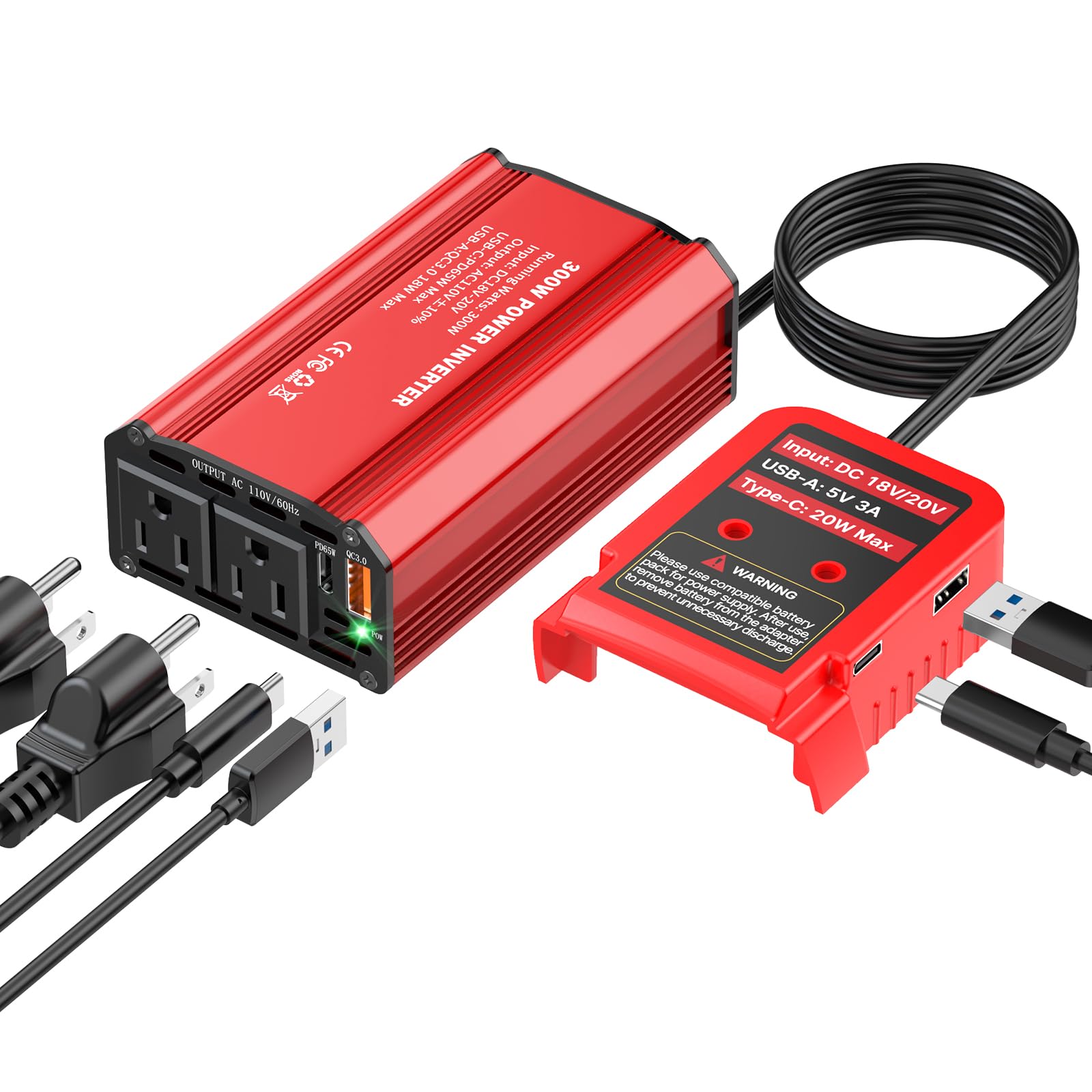 Amazon.co.jp: 300W パワーインバーター Milwaukee M18バッテリー対応